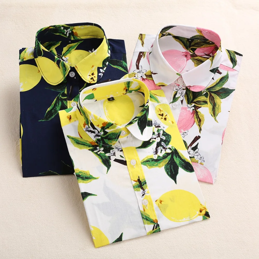 Dioufond Summer Floral Blouse Shirt Women Long Sleeve Tops Cotton Shirts White Navy Blouses Small Flower Blusas Femininas 2016