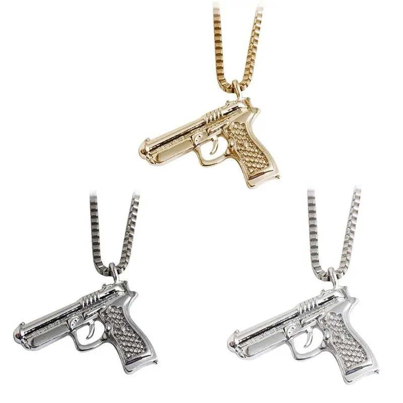 

Hip Hop Gun Pendant Chain Necklace Unisex for Women Casual Jewelry Punk Clavicular Jewelry for Men Decor Jewelry