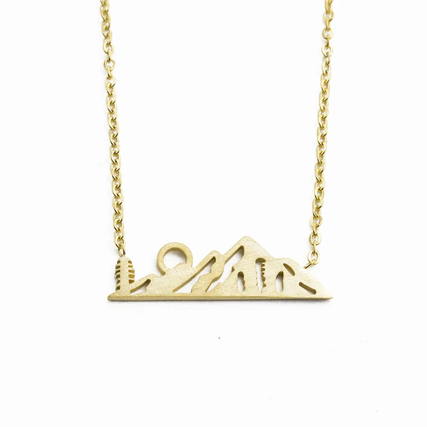ACEBFEET Dainty Mountain Top Necklace Snowy Landscape Pendant Necklaces Hiking Nature Outdoor Jewelry Mountain Climbing Gifts