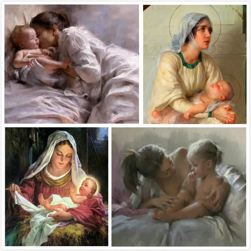 

DIY 5D Diamond Embroidery Mom and child Diamond Painting Cross Stitch square Rhinestones full diamonds Mosaic puzzle picture