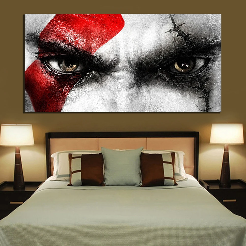 

1 PIECE Video Game God of War Poster Artwork Painting Kratos Eyes Picture Canvas Art Decorative Painting for Home Decor Wall Art