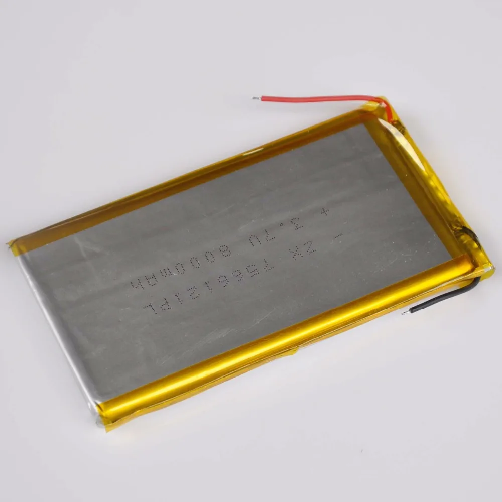 1 шт. 3,7 V литиевая полимерная аккумуляторная батарея 8000mAh 7565121 LIPO li ion cell для электронных книг gps DVD power bank Tablet PC