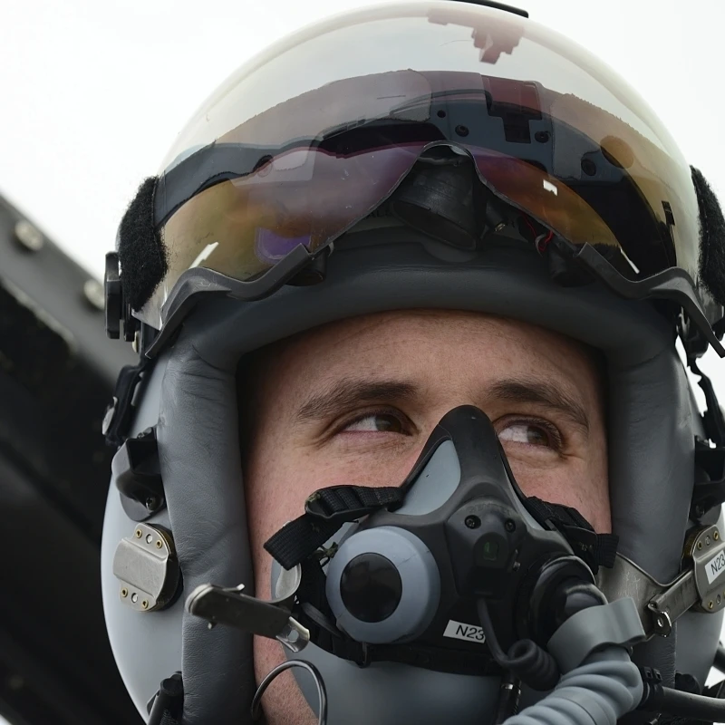 Lieutenant straps on his MBU-20/P oxygen mask Poster Print (15 x 12)