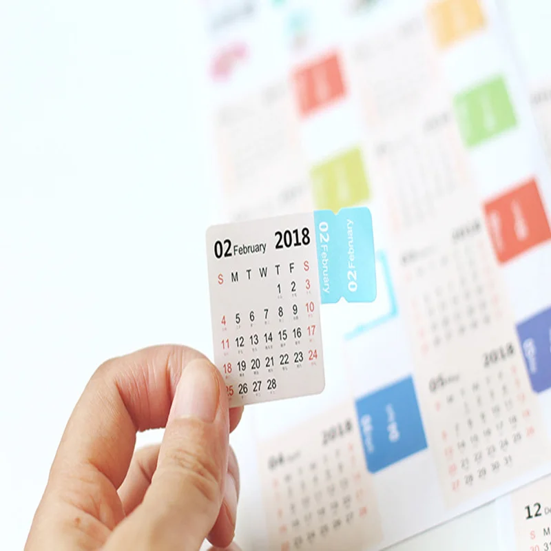 

4 designs 2018 Calendar Sticker Notebook Index Monthly Category Sticker Planner Accessorie Slip Sheet New Year Cute Planner Tabs