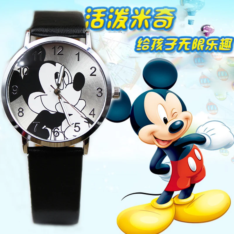 

2018 New Women Watch Mickey Mouse Pattern Fashion Quartz Children Watches Casual Cartoon Leather Clock Boy Girl Kids Wristwatch