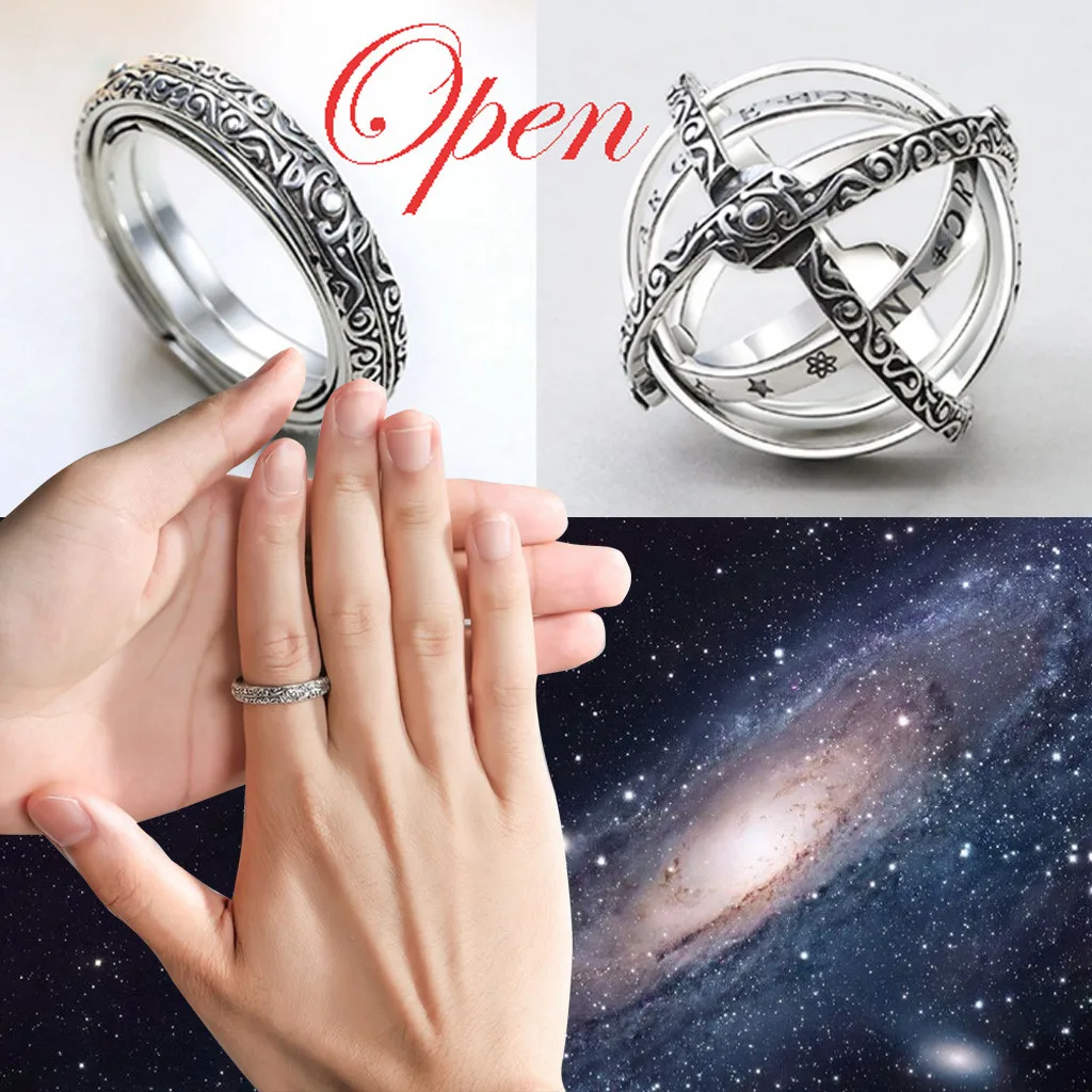 

Openable Ring Astronomical Globe Rings Vintage Science Jewelry Anillos Rings Precious Ornaments Delicate Aneis Novel c0531