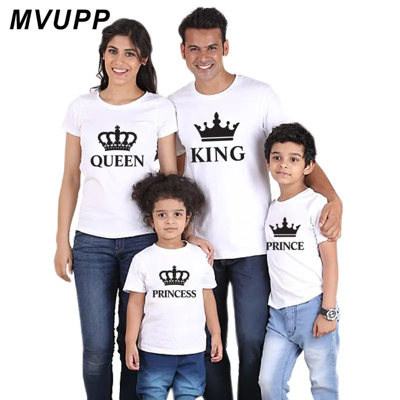 Наряды для принцесс king queen prince подходящая одежда футболка семьи отца мамы дочери