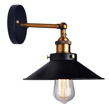 Sconces Light E26 E27 Base Black Industrial Vintage Edison Wall Lamp Fixture Simplicity Steel Finished Retro Loft LED Wall Light Sconces Light E26 E27 Base Black Industrial Vintage Edison Wall Lamp Fixture Simplicity Steel Finished Retro Loft LED Wall Light