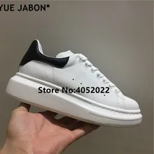 YUE JABON/женская повседневная обувь на плоской подошве ручной работы; уличные белые кожаные кроссовки на шнуровке; женская обувь для отдыха; Размеры 35-42