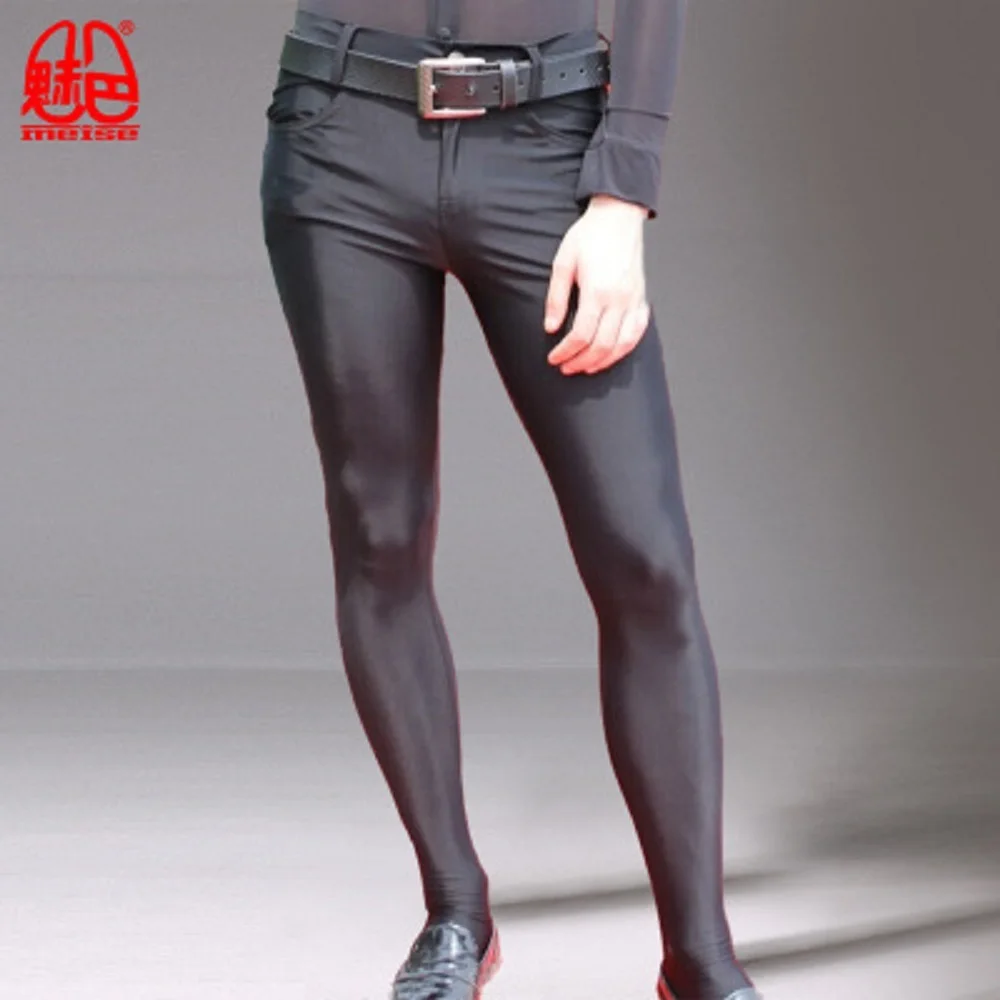 Пикантные принц колготки Повседневное штаны для ночного клуба стилист высокого эластичного спандекса шелковистые узкие облегающие зауженные брюки для девочек - Цвет: Black tights