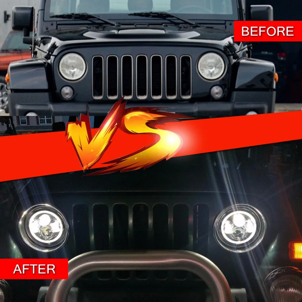 " дюймов для Jeep Wrangler RGB светодиодный фары Halo, Bluetooth приложение управления светодиодный(2 шт