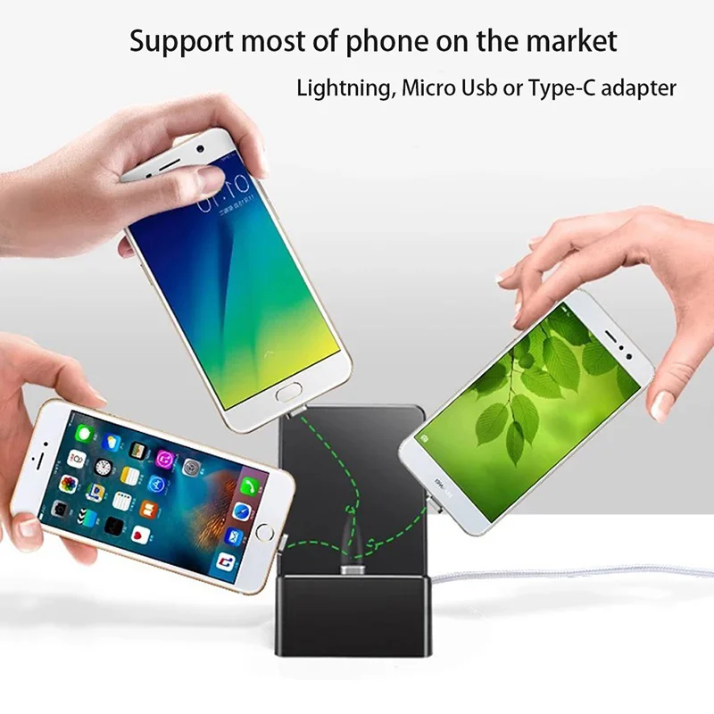 3 в 1 держатель телефона Магнитный кабель док-станция для iphone x для vivo v9 зарядка iOS type c micro USB для samsung S9