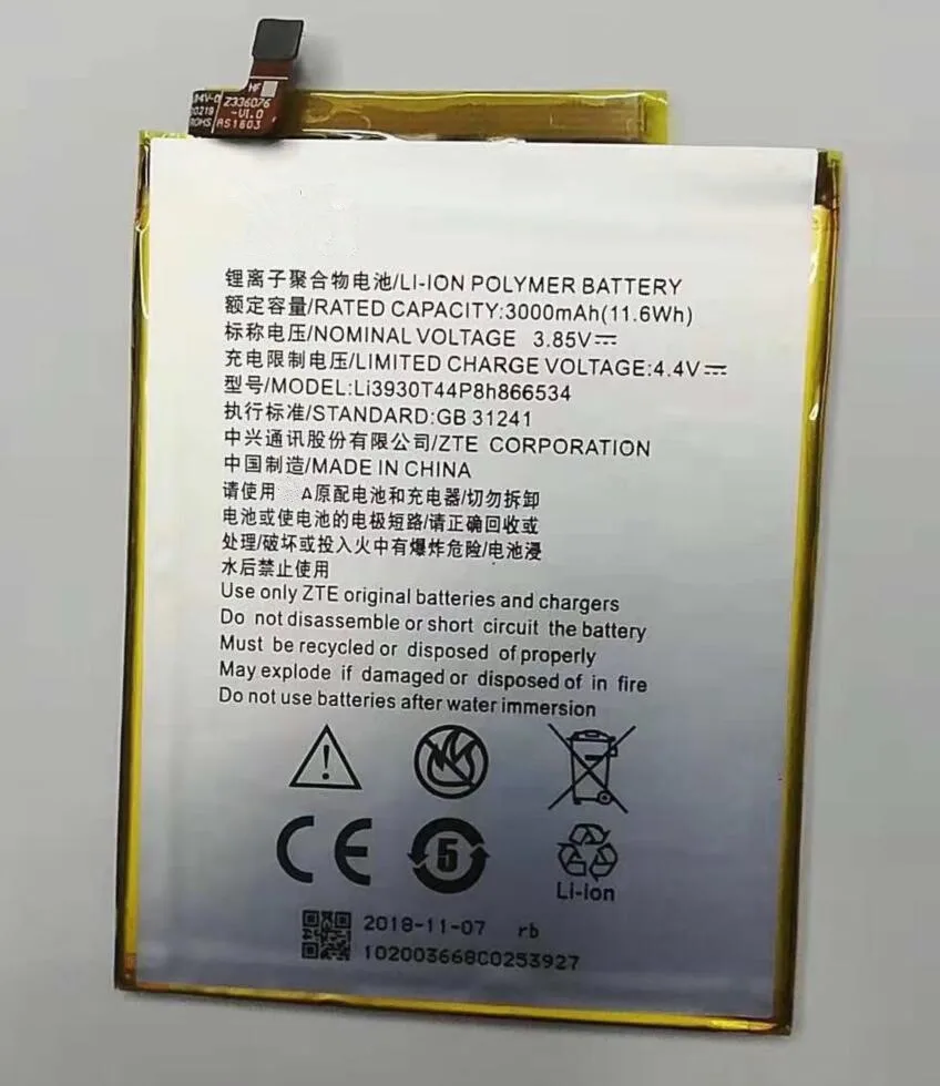 Для ZTE Li3930T44P8h866534 аккумулятор 3000 мАч литий-ионный встроенный мобильный телефон