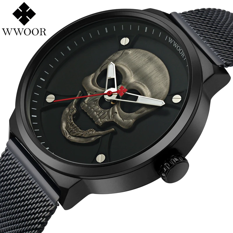 

WWOOR Top Brand Luxury Male Watch Casual Fashion Steel Mesh Strap Watches Stainless Steel Retro Quartz Clock Relogio Masculino