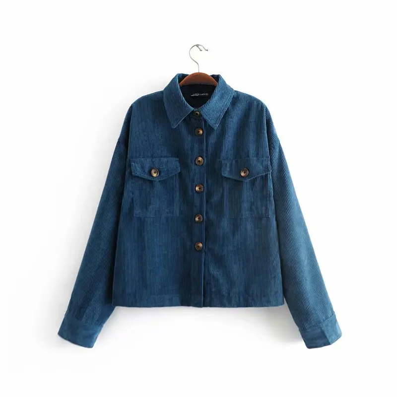 

Hot sale XY50-8257 European and American fashion corduroy pocket jacket