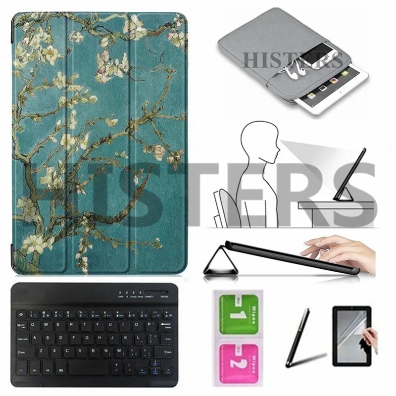 BBK-N7-XH Аксессуары для Samsung Galaxy Tab A 8,0 Smart умный чехол+ Bluetooth клавиатура+ чехол+ пленка+ стилус+ салфетки - Цвет: BBK-N7-XH
