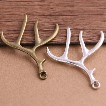 

6pcs 40*52mm Fashion Deer Antlers pendants Two Color Deer Antlers Charms Pendant Christmas charm