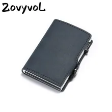 ZOVYVOL, новинка, мужской деловой кредитный держатель для карт из искусственной кожи держатель для карт, металлический RFID двойной Алюминиевый футляр, кошелек для путешествий
