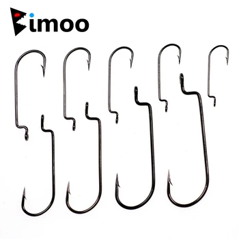 

Bimoo 100pcs High Carbon Steel Worm Hook Carolina Rig Bait Hooks Bass Fishing Fly Tying Hooks 5/0 4/0 3/0 2/0 1/0 #1 #2 #4 #6