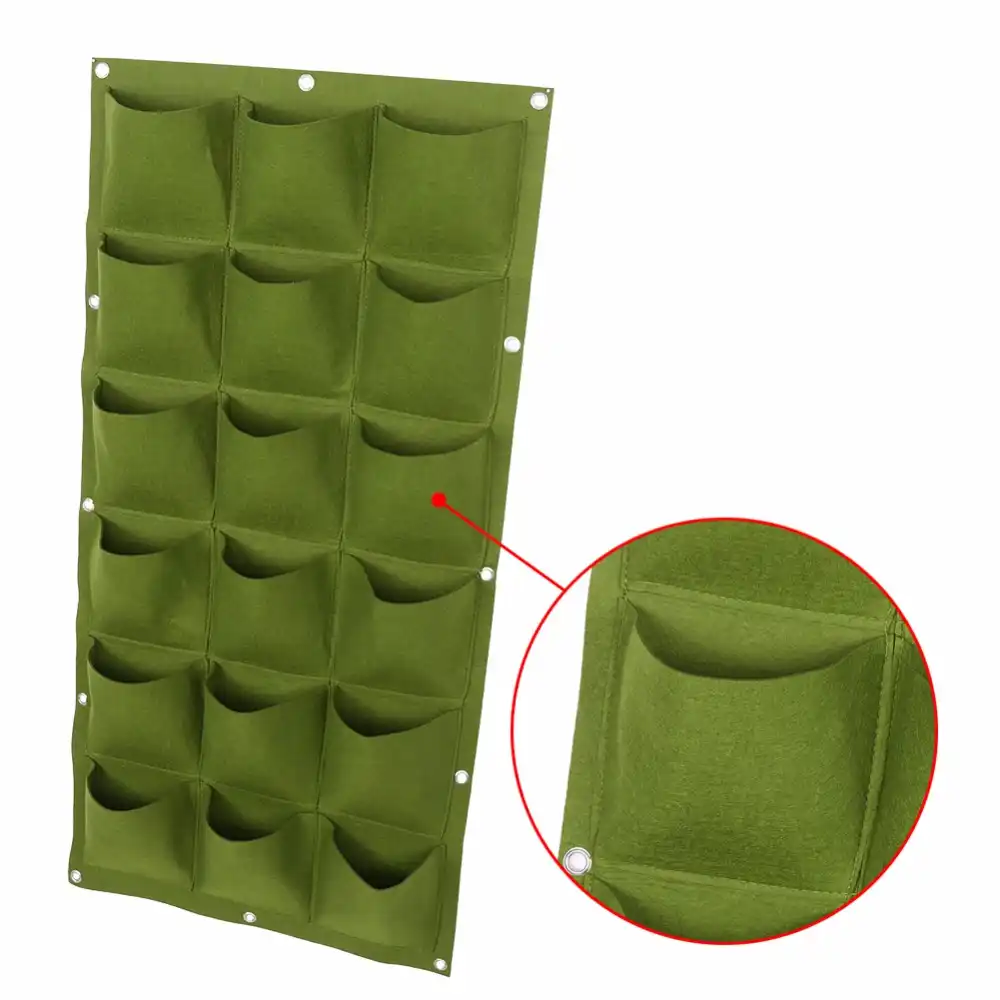 18 bolsillos vertical de pared de montaje de jard/ín plantador crecer bolsas de contenedores Living fieltro pared colgante jardinera ecol/ógica bolsas de cultivo