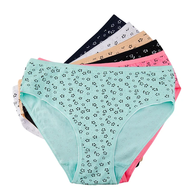 Buy Women'S Underwear Cotton Floral Print Panties Women Mid Waist Female Briefs