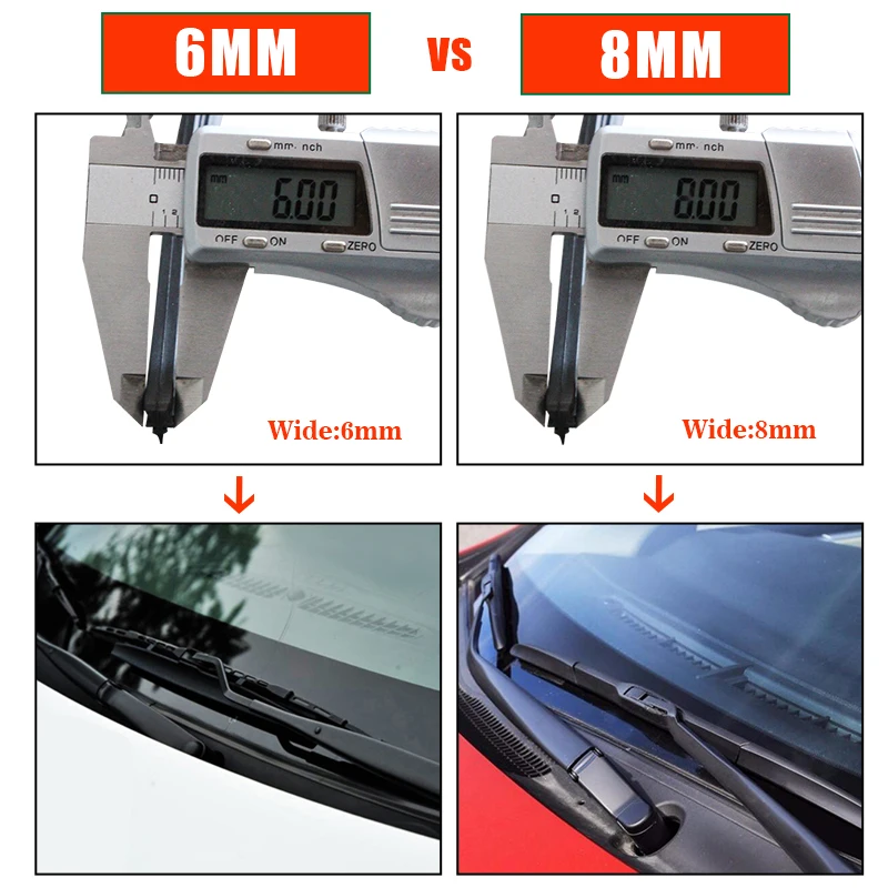 KAWOO 1pcs Car Windscreen Wiper Blade Insert Rubber Strip (Refill) 8mm/6mm Soft 14
