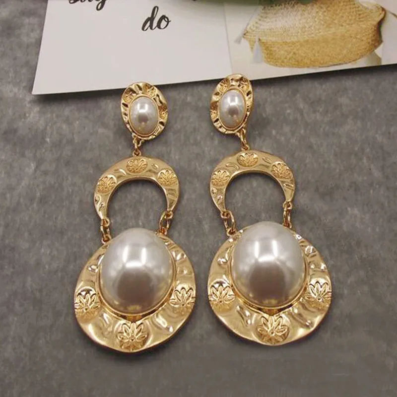 

Vintage Gold Big Drop Earrings for Women Accessories Gothic Geometric Round Statement Earrings Fashion Jewelry brinco