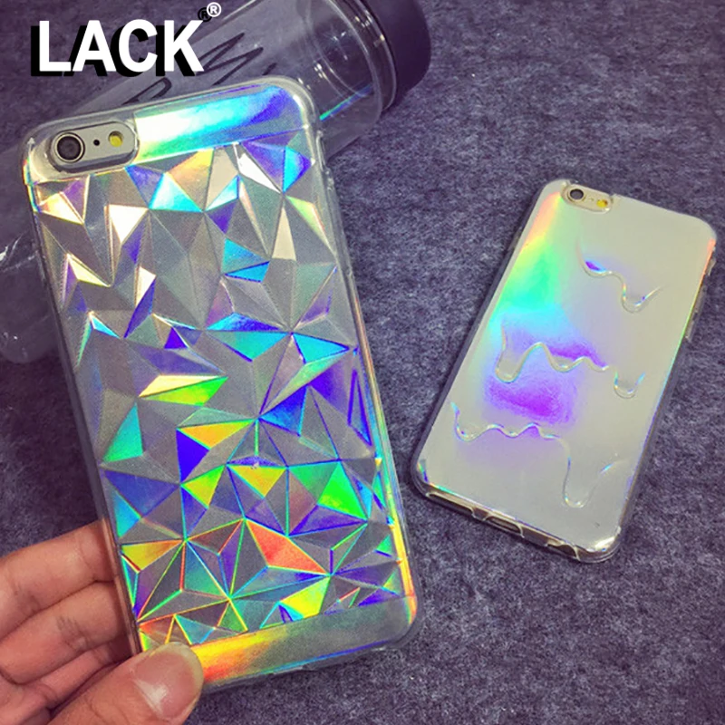 3D Diamond Laser Melting Rainbow Color For iphone 5S Case Hologram Iridescent Triangle Pastel Phone Cases For iPhone 5 6 6S plus
