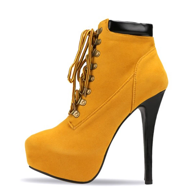 Antumn botas con cordones para mujer, zapatos de tacón de aguja, con  plataforma, Estilo Vintage, de ante, con hebilla cruzada y Correa, punta  redonda, 2021|Botas hasta el tobillo| - AliExpress
