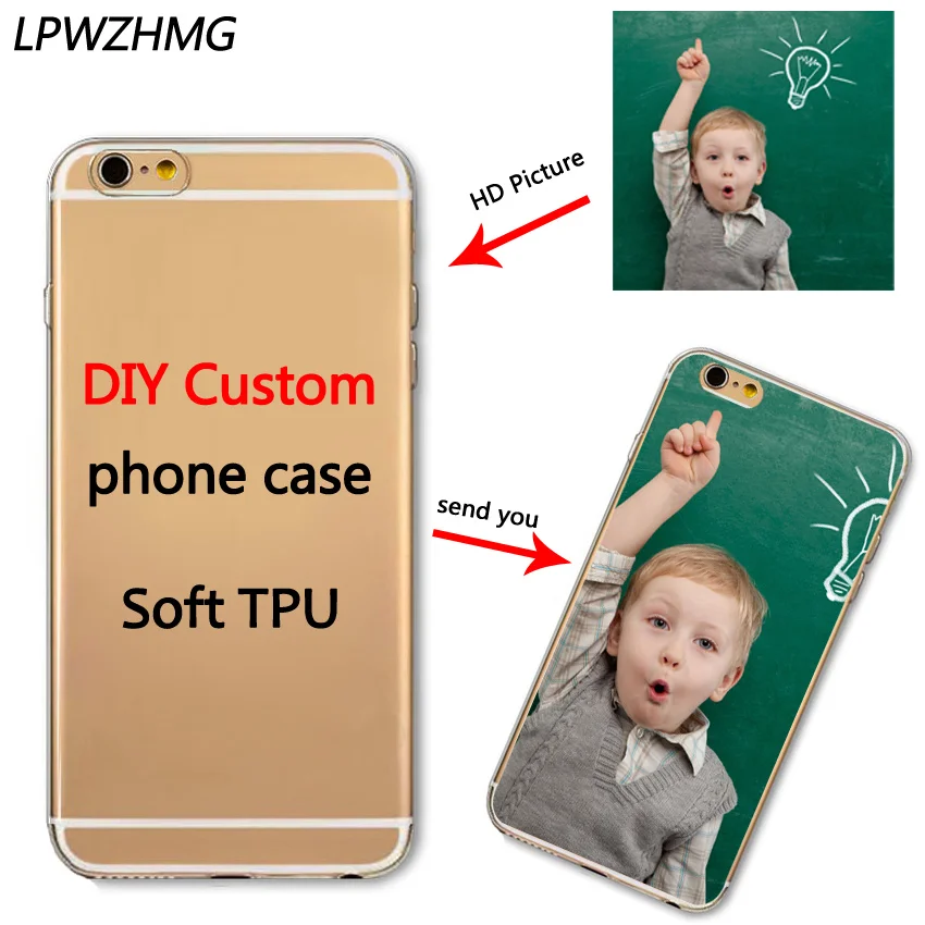 50pcs Wholesale Custom Design Cell Phone Case for iphone 7 6 6S Printed DIY Logo Soft Silicon Transparent TPU Mobile Cases |