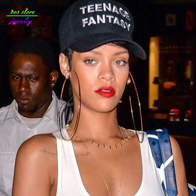 

10 Sizes ! Summer Style Rihanna Celebrity Jewelry Gold Circle Big Earrings Plus Large Hoop Earrings Oversized Statement Earrings