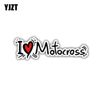 

YJZT 15.2CM*4.4CM Funny I Love Motocross Decal PVC Car Sticker 11-00444