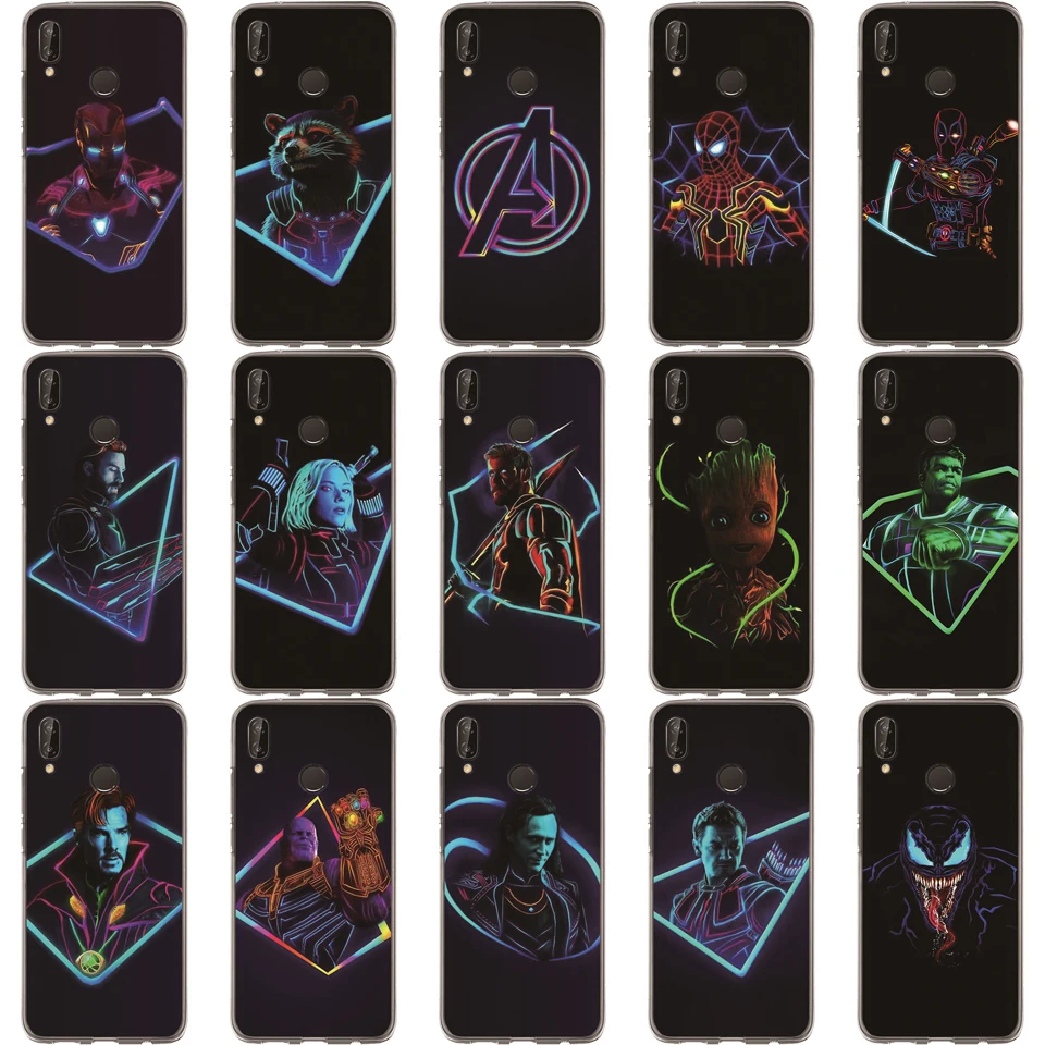 

Marvel Avengers Spider-Man Deadpool Superhero Iron Man Phone Case For Huawei Honor 10 Lite 10 9 8 7A 7C 7X 7 6A silicone Cover