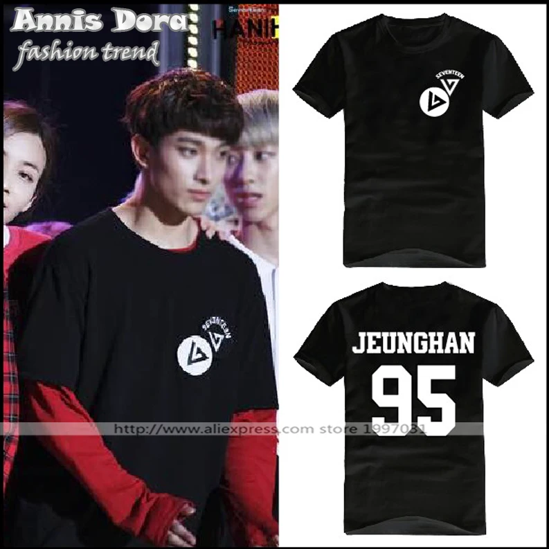 Футболка с коротким рукавом и логотипом KPOP SEVENTEEN Vernon Wonwoo The8 Dk Mingyu Jun Dino Hoshi Joshua|t-shirt