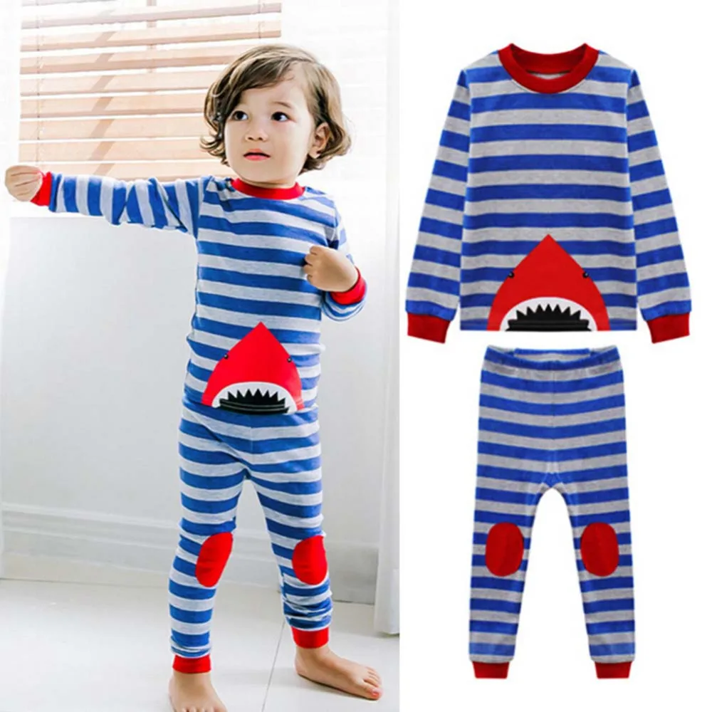 

baby Girl boys Sleep wear clothing Set children sleeping suits pajamas kids Homewear Baby clothes Stripe Animal winter Underwear