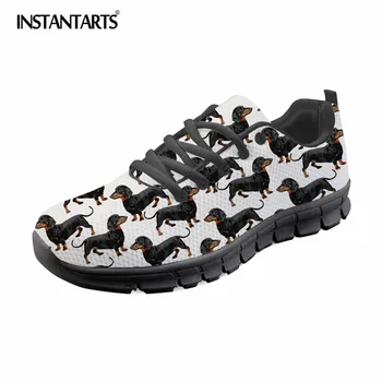 

INSTANTARTS Dachshund Dog 3D Print Women Flat Shoes Casual Lace Up Sneaker Shoes Female Zapatos Breathable Mesh Flats Mujer Girl