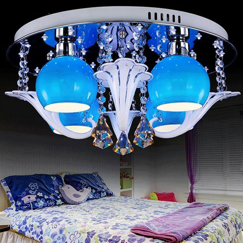 

modern crystal LED lamp ceiling lamp LED crystal Ceiling Lights boy girl room bedroom lighting warm blue purple pink