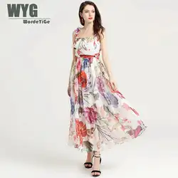 Богемное модное летнее пляжное платье с цветочным принтом, Новое поступление 2019 года, элегантные узкие длинные платья с цветочной