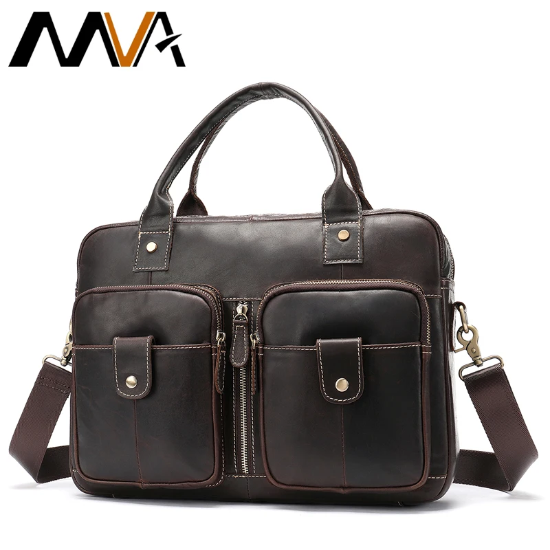 

MVA Cowhide Leather Men's Briefcase Men Messenger Bag Laptop Bag Men's Genuine Leather Male Office Bag Shoulder Bag For Men8539