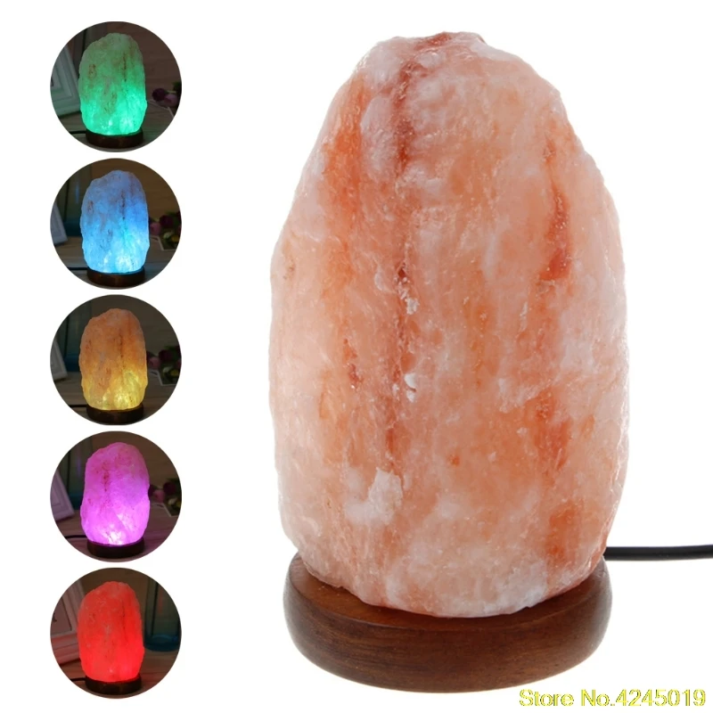 

2018 High Efficiency Hand Carved USB Wooden Base Himalayan Rock Salt Lamp Air Purifier Night Light