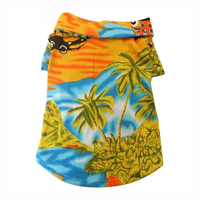 Весенне-летняя одежда для домашних животных модная гавайская рубашка с цветочным рисунком для собак пляжная хлопковая Футболка с принтом кокосового дерева для щенков XS S M L XL - Цвет: as show