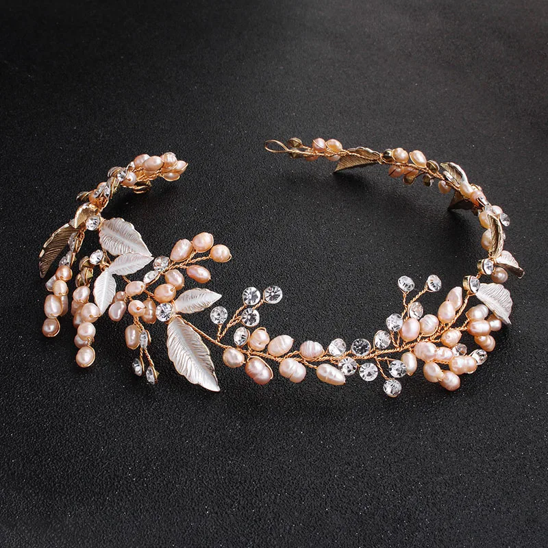 

Floralbride Golden Wired Rhinestones Crystal Freshwater Pearls Wedding Headband Bridal Hair Vine Hair Accessories Women Jewelry