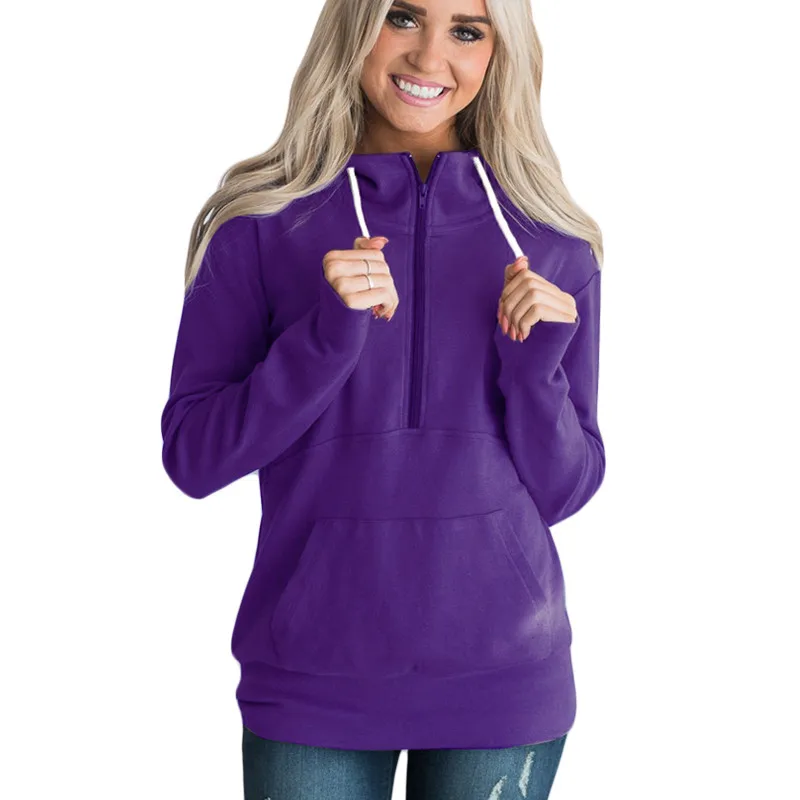 Zipper Solid Hoodie Women Casual Autumn Hooded Long Sleeve Female Stand Collar Black Red Gray Pullovers Sweatshirt Plus Size 3XL Zipper Solid Hoodie Women Casual Autumn Hooded Long Sleeve Female Stand Collar Black Red Gray Pullovers Sweatshirt Plus Size 3XL