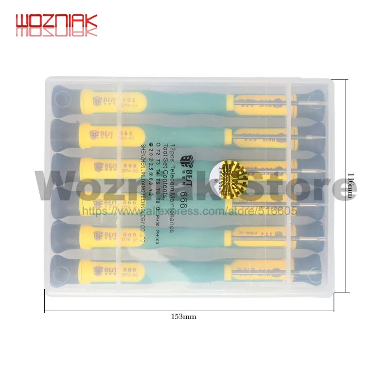 BST-666 12 в 1 Torx T2, T3, T4, T5, T6, T8, Phillips PH00, PH000 Pentalobe, 5-ти точечные 0,8, 1,2, 2,0, Y2.5 прецизионных отверток комплект