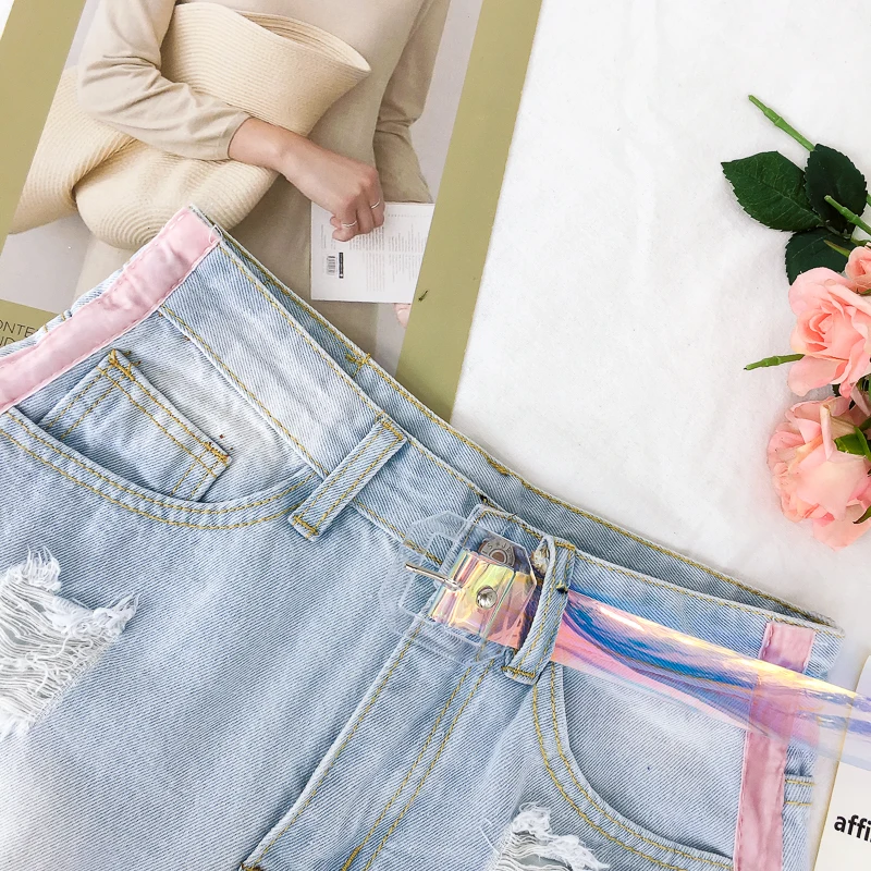 Harajuku женский милый прозрачный ремень из ПВХ с пряжкой в виде сердца, милый женский пояс, модные джинсы, женская одежда, аксессуары - Цвет: Square