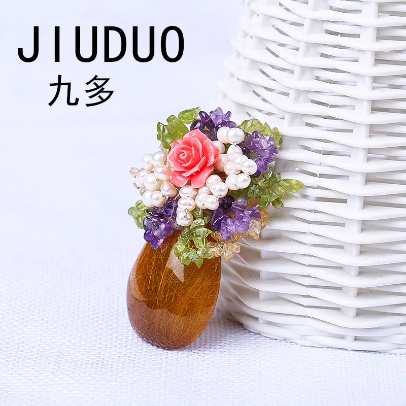 

JIUDUO 2017 Fashion Simulated Pearl Flower Brooches For Women Vintage Bauhinia Brooch Pins Nature Stone Scarves Buckle Pendants