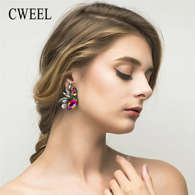 CWEEL Fashion Bohemia Drop Earring Geometric Imitation Crystal Brincos Earrings For Women Wedding Gift Party Earings