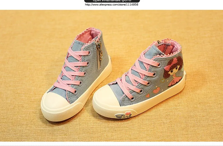 New 2016 Spring Fashion Girls Shoes Canvas Children Shoe Breathable Casual Print Girls Sneakers Toddler High Good Rubber Sneaker 434 (5)