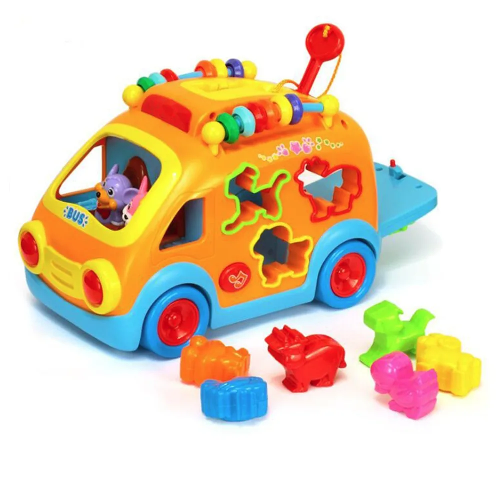 

Cartoon Rabbit Car Animal Shape Sorter Gear Game Colorful Beads W/ Music Light Toy Car For Toddlers Children Gift