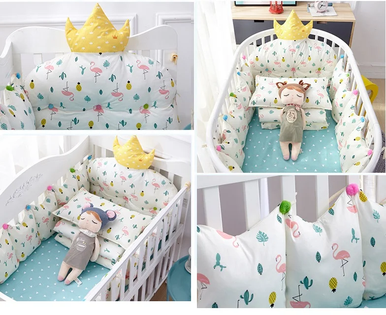 4pcs Baby Nordic Bumper Cradle Cotton Bumpers On The Bed Crown Shape Backrest Head Baby Room Decor Bed Accessories (3)